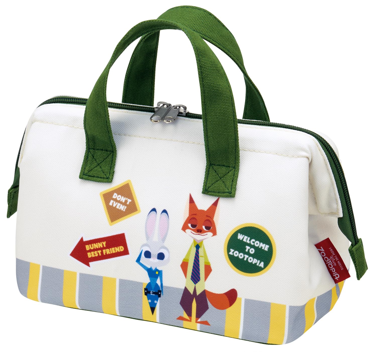 

Skater Canvas Lunch Bag with Insulated Clasp Closure and Disney Zootopia Patch (KGAF1-A)