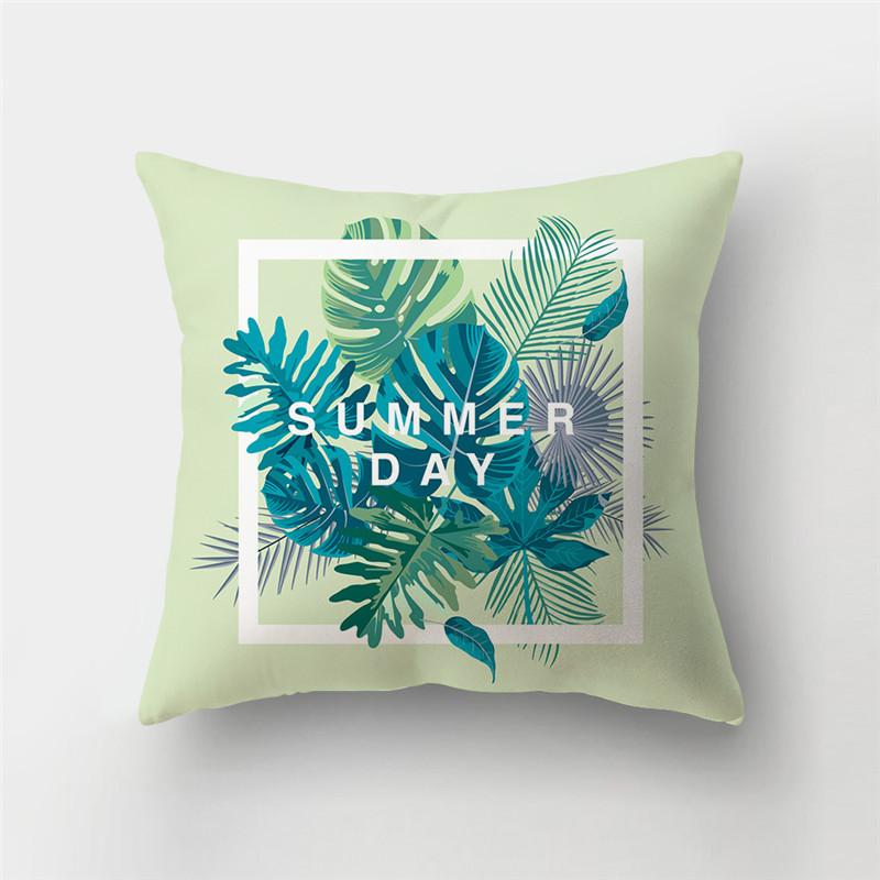 Fresh Summer Leaves Tropical Plants Square Cushion Cover Home Living Room Sofa Bedroom Decoration Pillow Cover