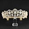 Schlichter Brautschmuck, dreiteiliges Set aus weißem Kristallkrone-Tiara, Fischgrät-Halskette und Ohrringen für Damen