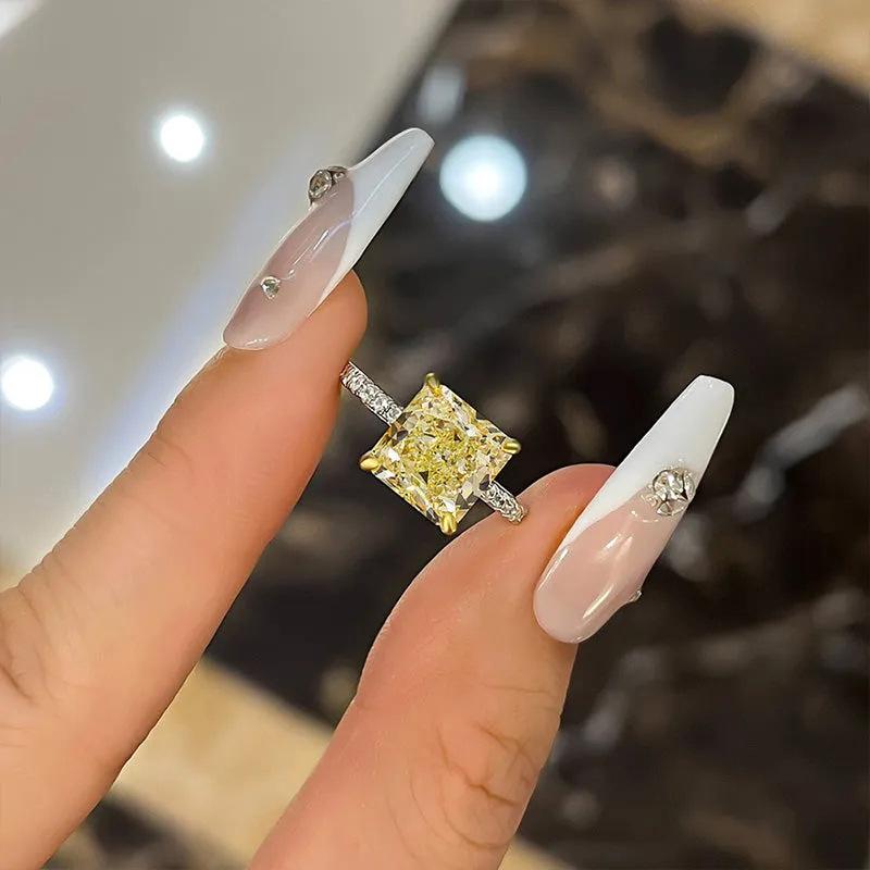 Fashion Female silver color Rings Moissanite Shaped zircon Square Women Ring Rectangle Cubic Zirconia Engagement Wedding