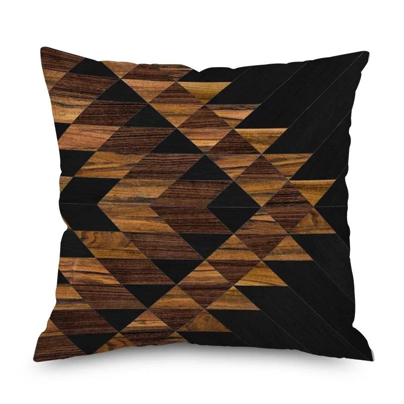 Home Decor Nordic Christmas Brown Geometric Ornament Pillowcase Sofa Chair Printed Car Cushion Cover funda de almohada
