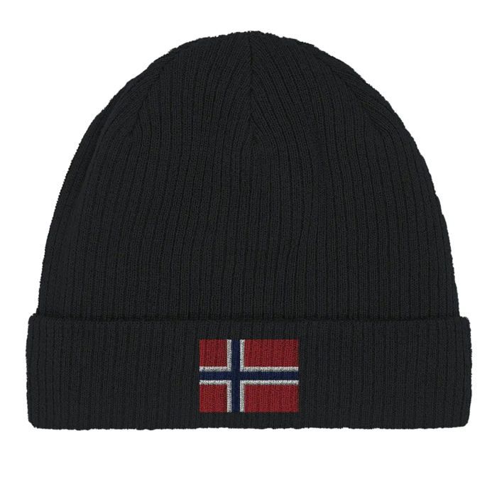 Bonnet Drapeau Norvège en Noir