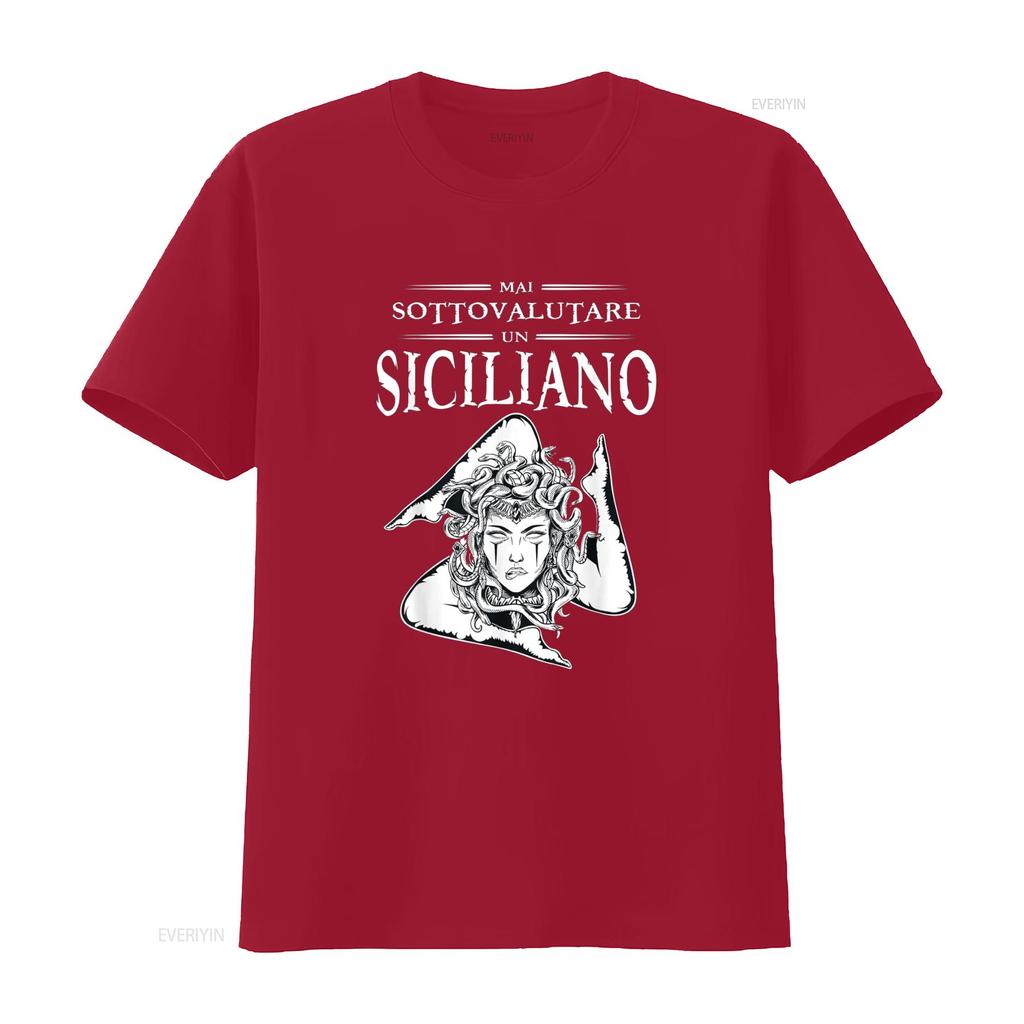 Never Underestimate A Sicilian Trinacria Sicilia Heraldik T Shirt vintage Washed Stretched fashion Breathable Soft Versatile