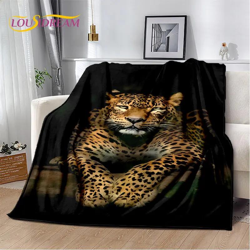 3D-Cartoon-Tiger, Wolf, Löwe, Leopard, Tier, Plüschdecke, Flanelldecke, Überwurf, Decke für Wohnzimmer, Schlafzimmer, Bett, Sofa, Picknick