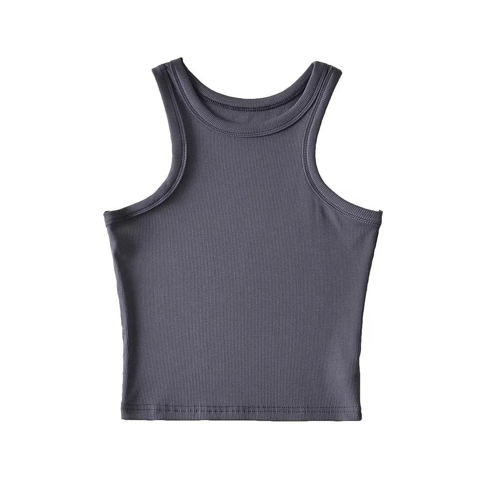 

Американская летняя майка-топ с круглым вырезом на тонких бретелях облегающего кроя для женщин Small