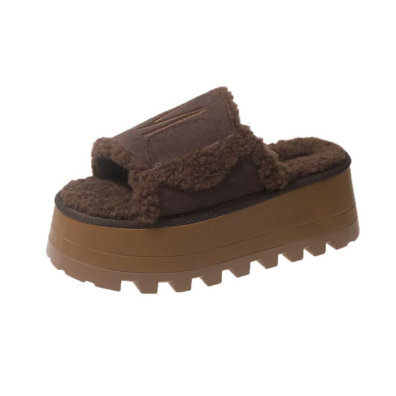 

Mao Mao slippers women s 2025 new autumn and winter outer wear high-end thick-soled Birkenstocks one-word Mao Mao slippers retro 42