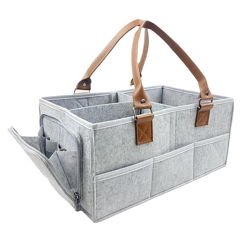 Durable Gray Faux Fur Fabric Storage Bag with Multiple Compartments Foldable Organizer for Home, Travel Travel Organizer