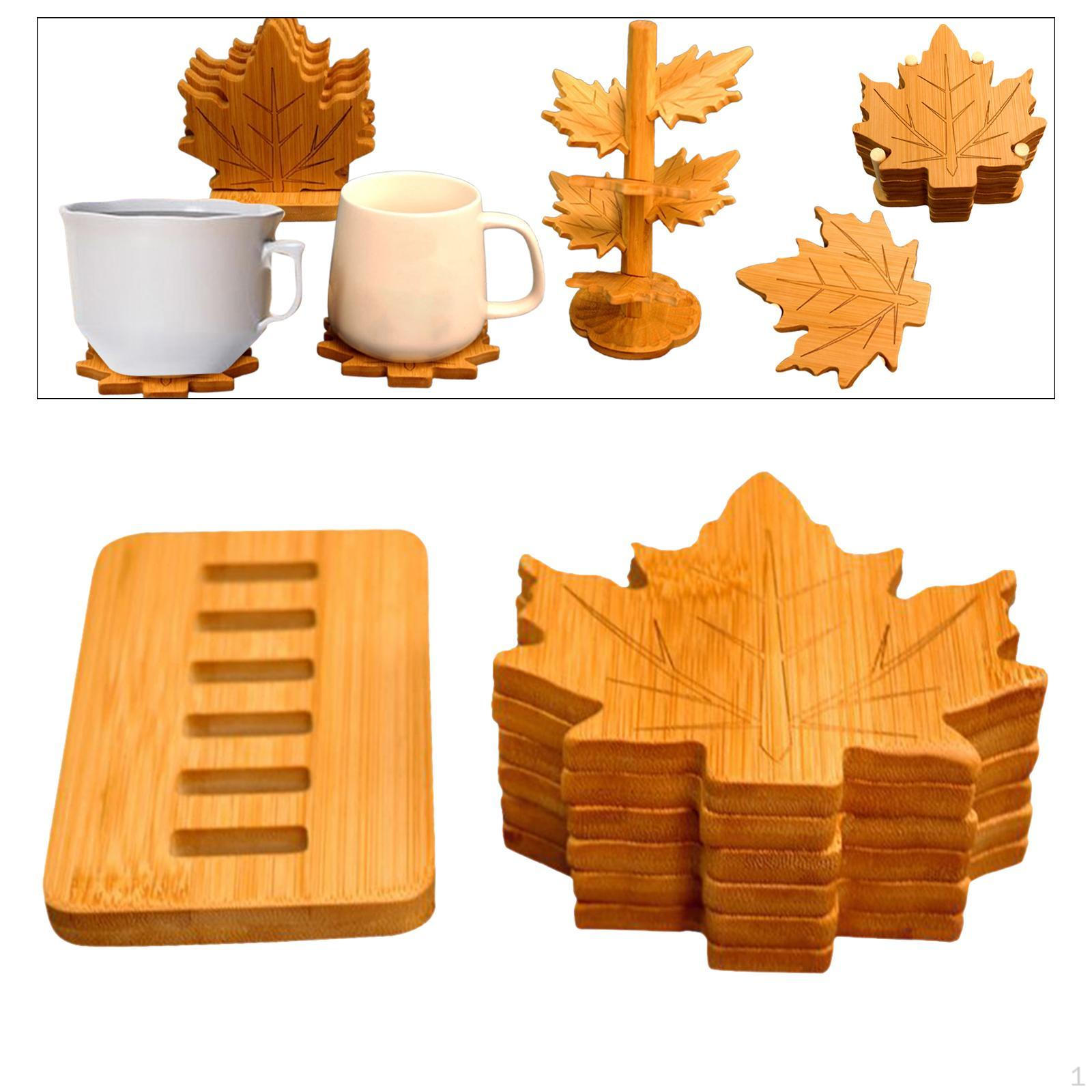 

6 шт. деревянных подставок с держателем для кружек и чашек, кухонные принадлежности Square base S