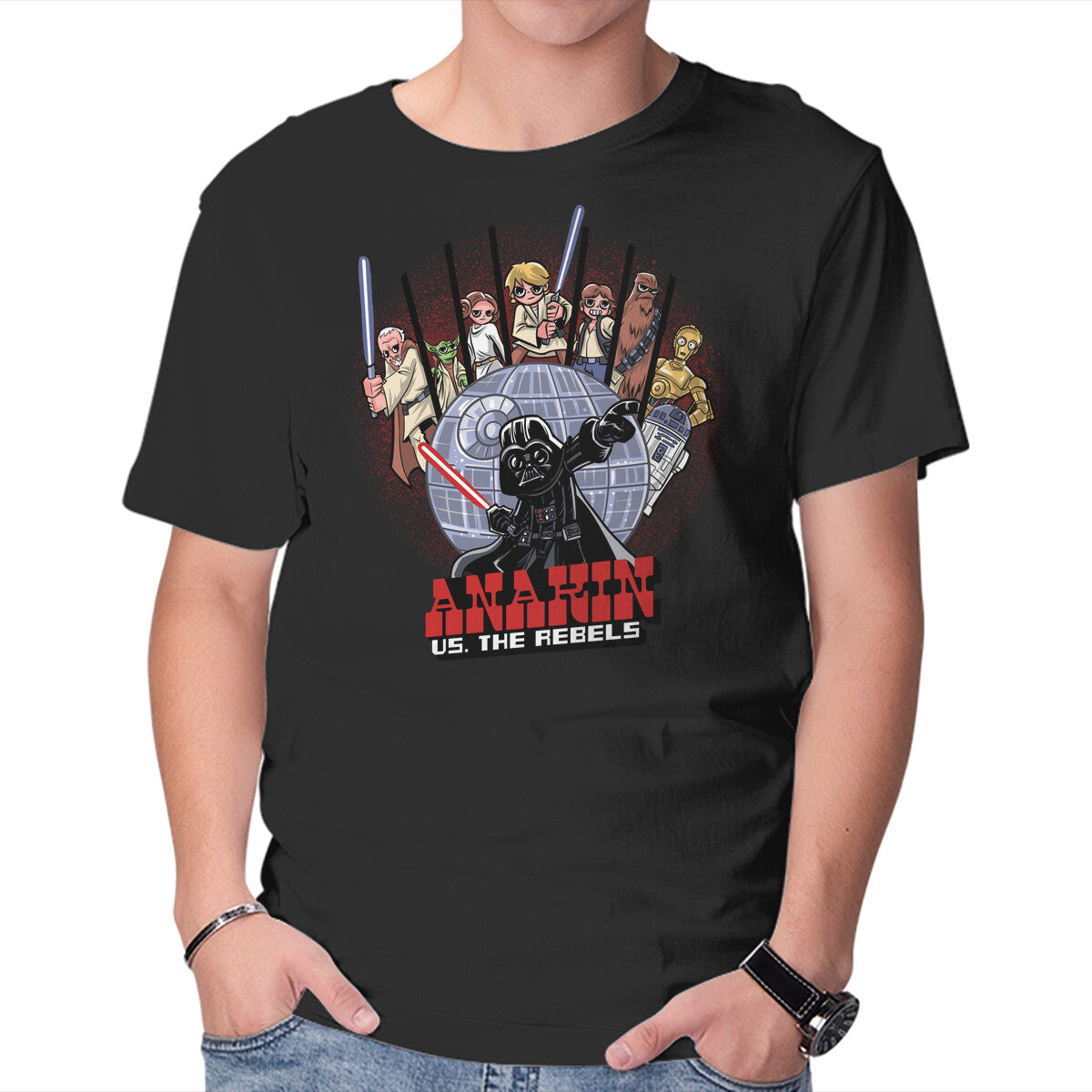 Unisex Crew Neck T-Shirt Anakin Vs The Rebels Graphic Short Sleeve Casual Tee XL