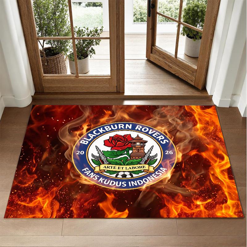 Blackburn Rovers Football Design Crystal Velvet Rug Soft Decorative Mat for Bedroom Entrance