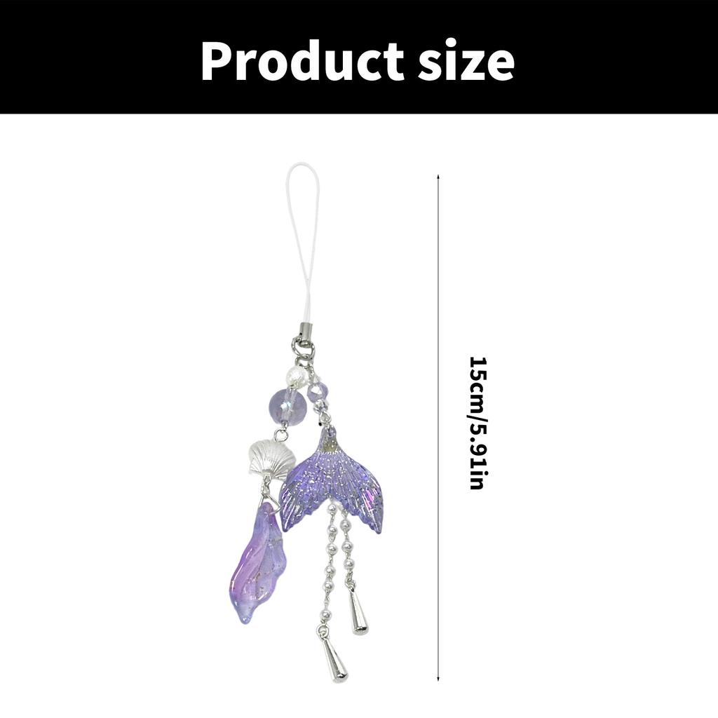 Sweet Mermaids Love Keyring Portable Phone Lanyard Phone Charm Trendy Bag Charm for Daily Use Stylish Outfits