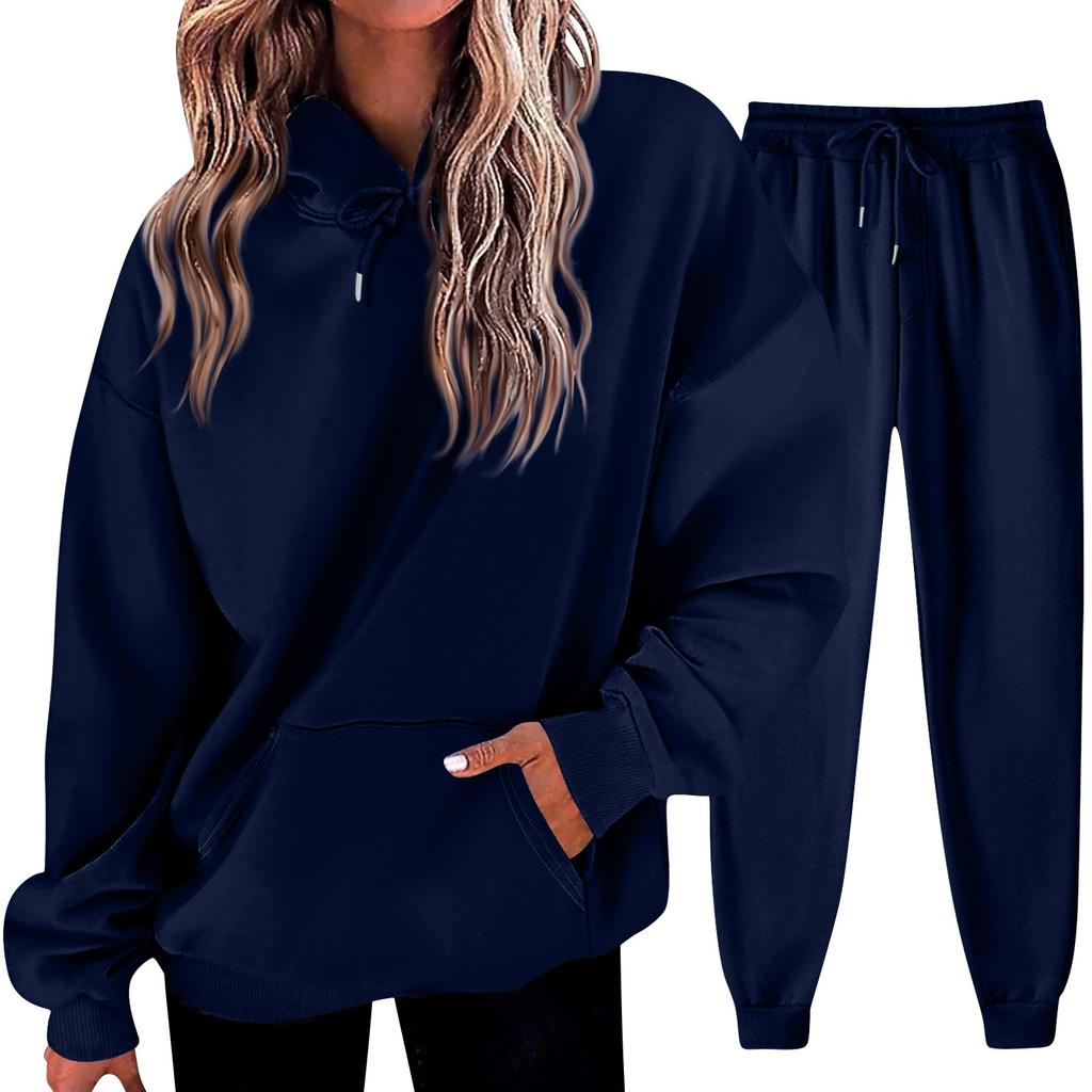 Women's Solid Color Sweatshirt Set (sweatshirt + Sweatpants)