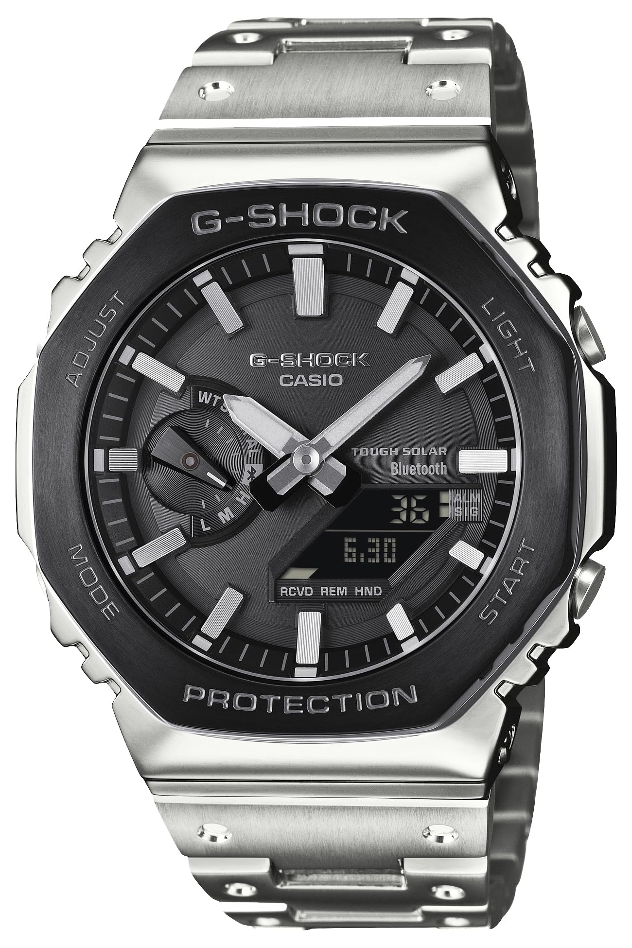

Casio G-Shock Watch (Official Japanese Product) Full Metal Watch with Bluetooth, Tough Solar, Black Bezel, GM-B2100BT-1AJF, Men s Silver