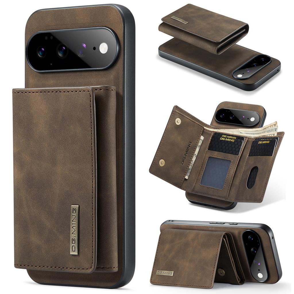 DG.MING-M1 Luxury 2-in-1 Removable Magnetic Flip Premium PU Leather Case Wallet Card Holder Back Cover For Cell Phones