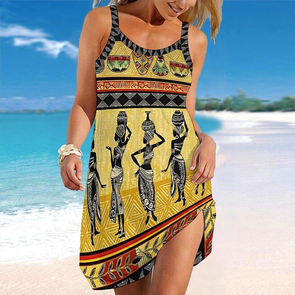 Women's Beach Dress Mini Dress Print Casual Modern Dress Sleeveless Loose Fit Outdoor Daily Summer