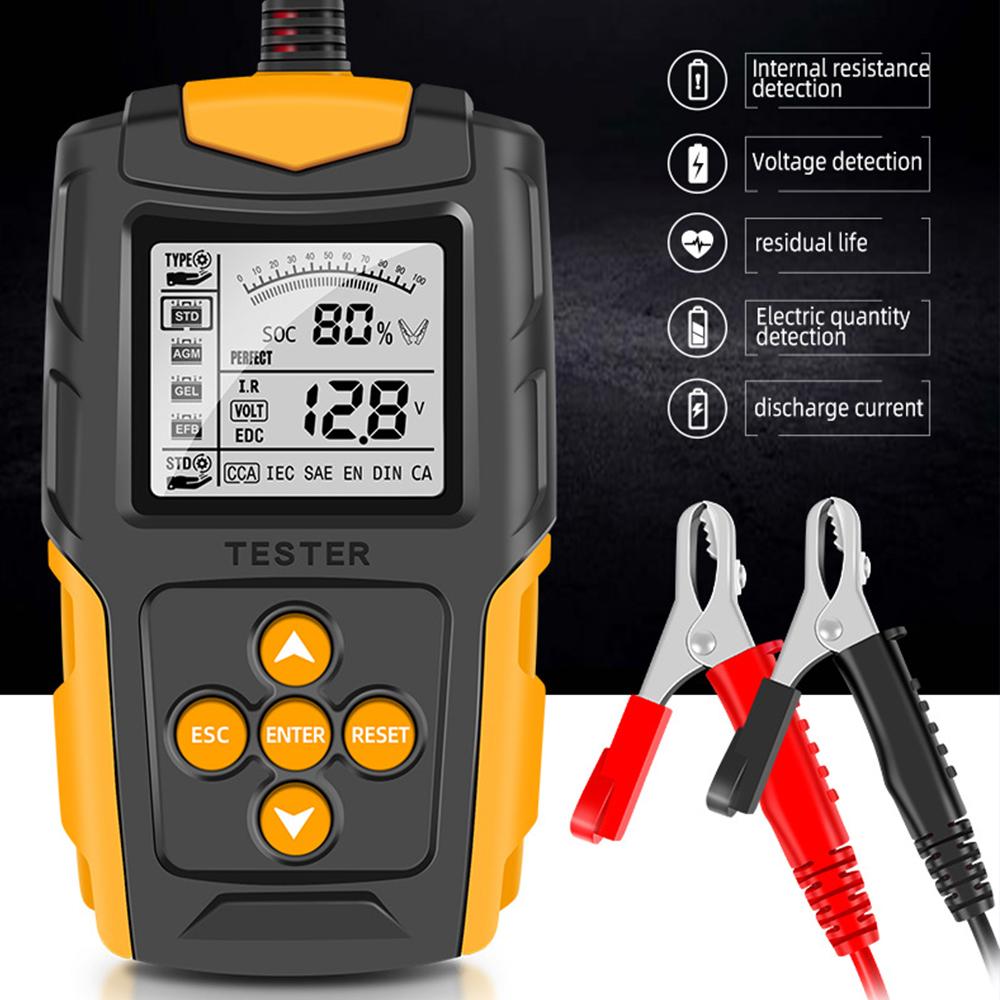 

TIMOTRAS Тестер аккумулятора Цифровой дисплей Параметры 12В/24В Автомобильный тестер зарядки аккумулятора бежевый