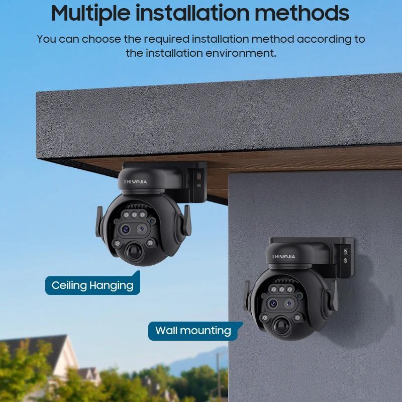 12X Zoom 4G LTE Solar Security Camera 8MP Night Vision Dual-Lens Outdoor WiFi Solar Battery Camera PIR Human Detection