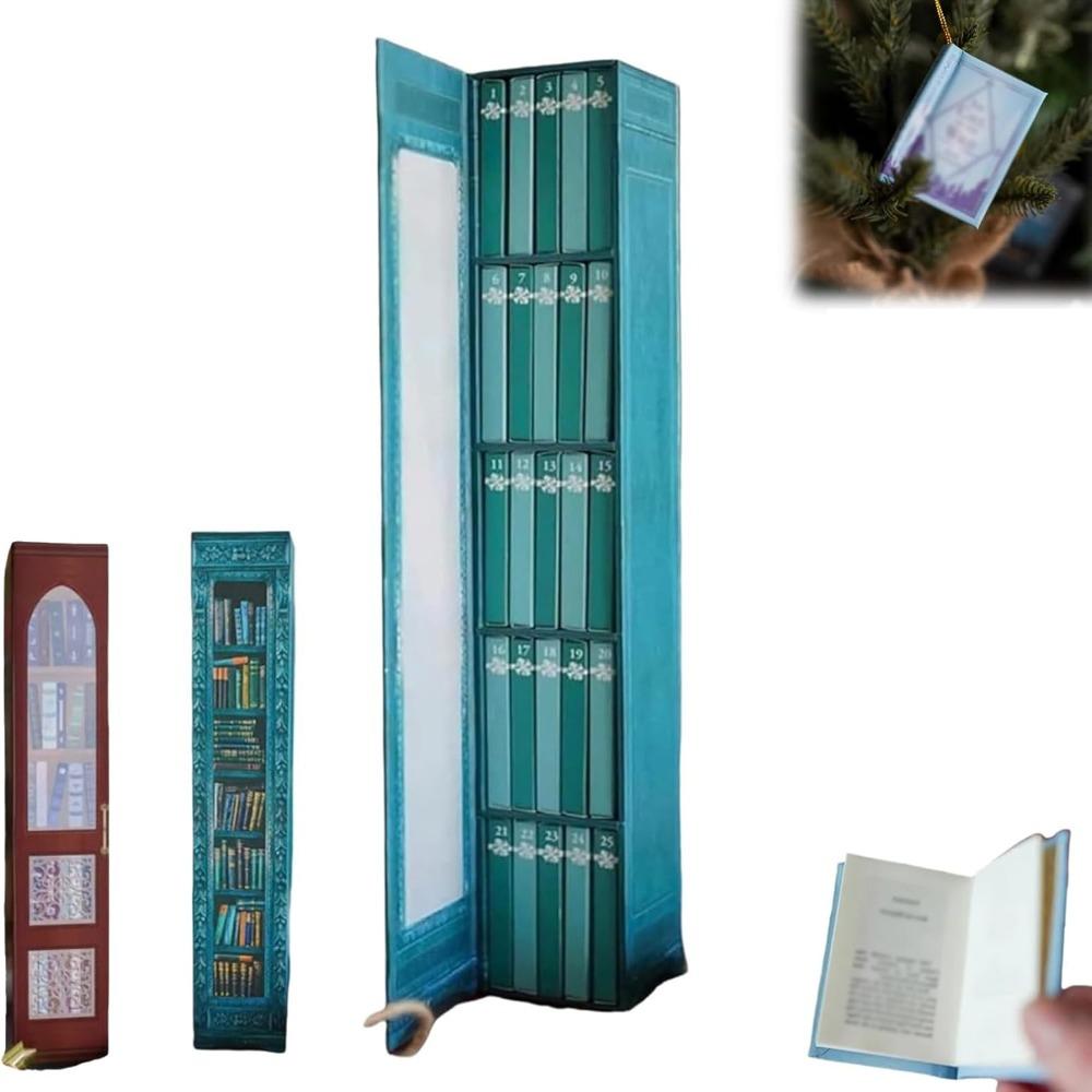 Mini Buch Ornament Adventskalender mit 24 Buch Bücherregal Weihnachts-Countdown-Kalender Neujahr Halloween Adventskalender