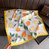 2026 New Arrival Fruit Print Yellow Square Silk Scarf for Women Casual Elegant Thin Breathable Neck Cherif Head Wrap Hair Scarfs
