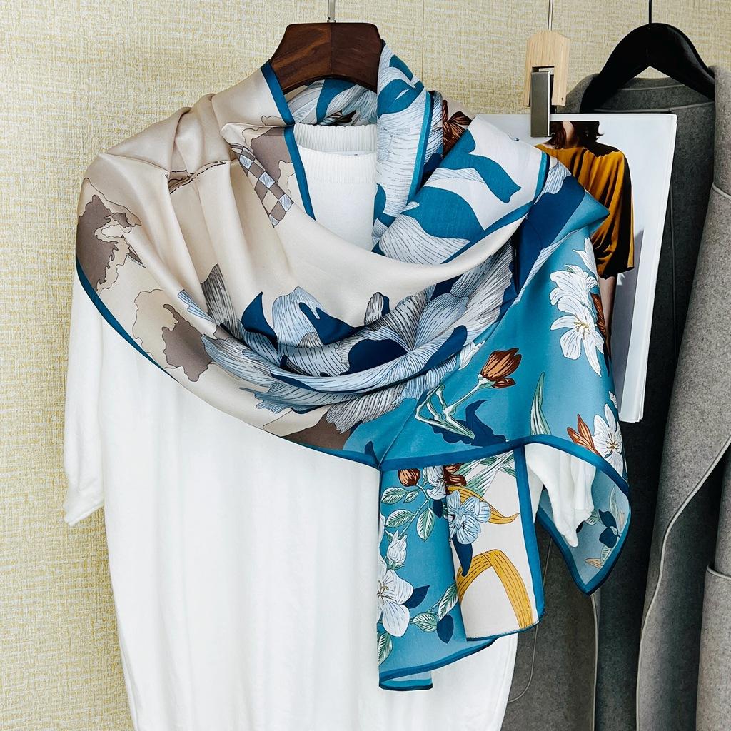 Silk Spring Mother'S Day Silk Scarf Femininity Floral Mulberry Silk Scarf Multifunctional Shawl