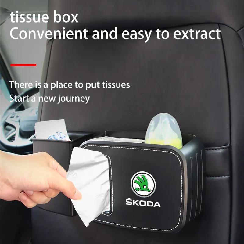 2025 New Car Hanging Trash Storage Box ABS Square Trash Can For Skoda Octavia Fabia Kamiq Kapoq Kodiaq Rapid SCALA Superb A5 A7 