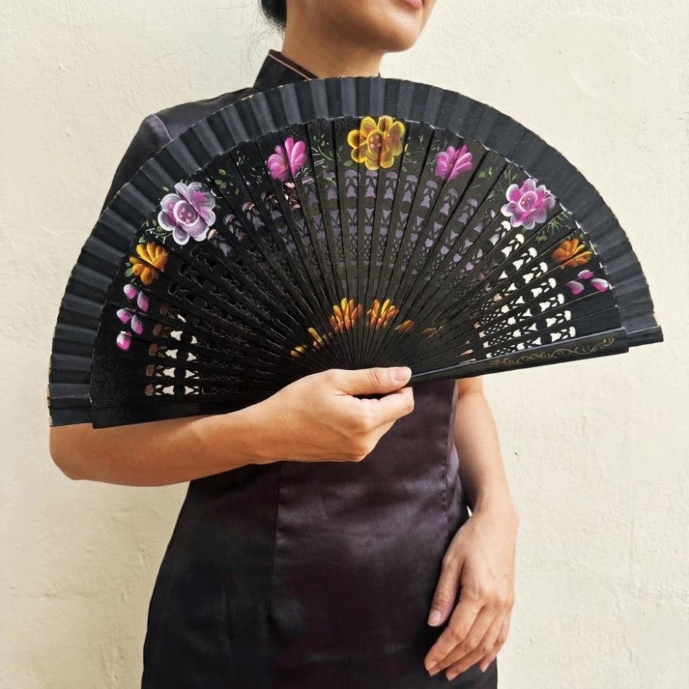 Antique Spanish Wooden Fan Traditional Handheld Fan Chinese Style Fan Stage Performance