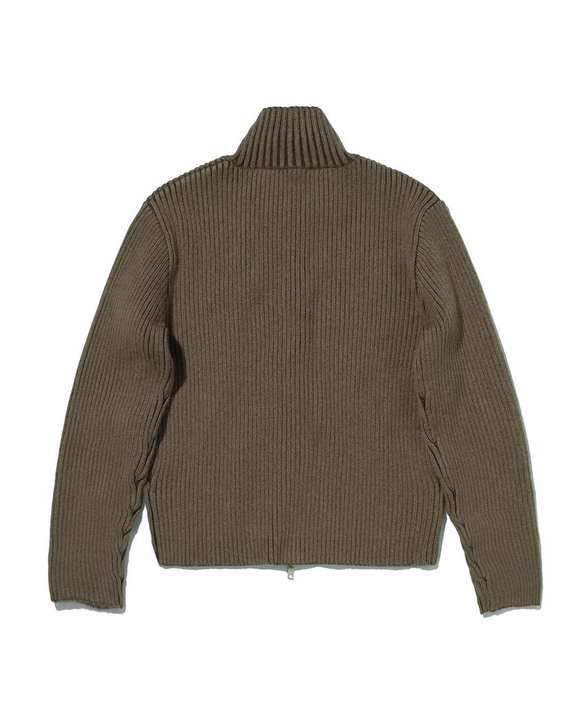 Seuweideu Fancy Crop Knit Zip Up [Brown]