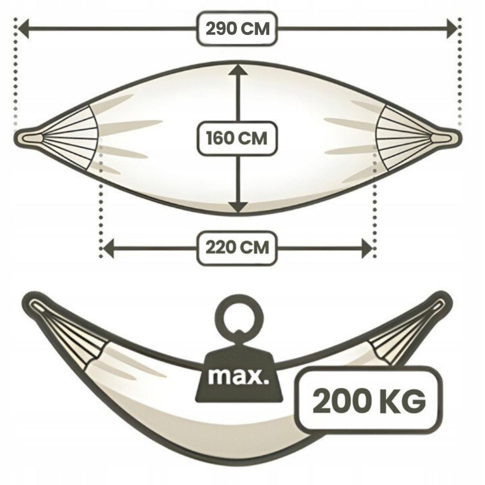 Durable double hammock large xxl boho swing 2 in 1 cotton 290 cm DOUBLE HAMMOCK BLUE