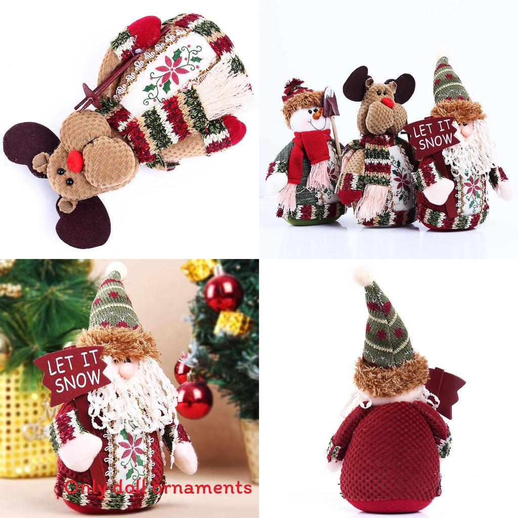 Christmas Santa Snowman Reindeer Desktop Decor With Fabric Material For Holiday Tabletop Display