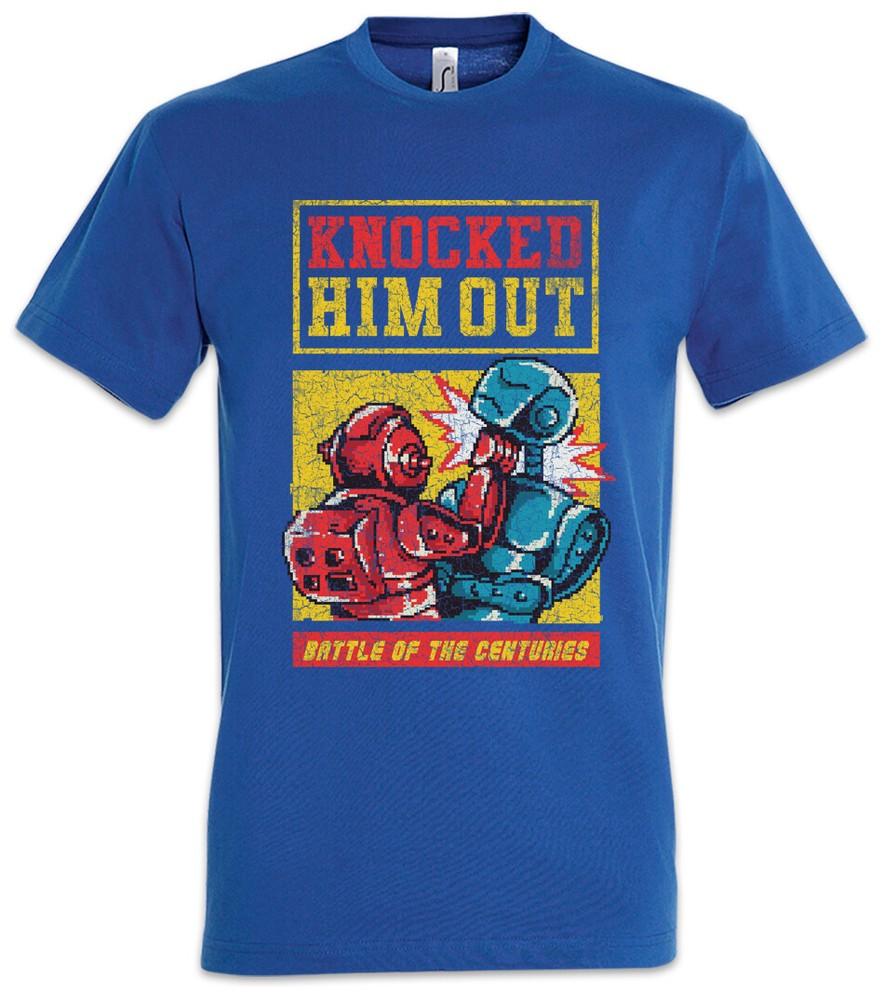 Robot Boxing Fight T-Shirt Robots Fun Geek Nerd Pixel Retro 8 16 Bit Gamer