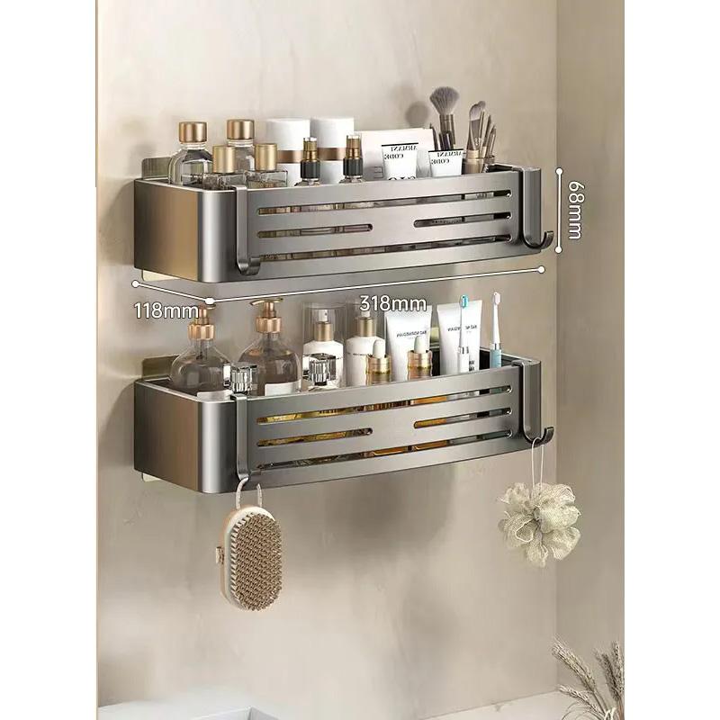 Punch-Free Bathroom Shelf Wall Mounted Shampoo Makeup Storage Holder Kitchen Toilet Square Self Adhesive No Drill Shower Shelves
