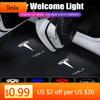 Car Sticker Tesla 2Pcs Car Door Projector LED Logo Welcome Lights Shadow Decoration Lamp for Tesla Model 3 Y Model X S Accessori