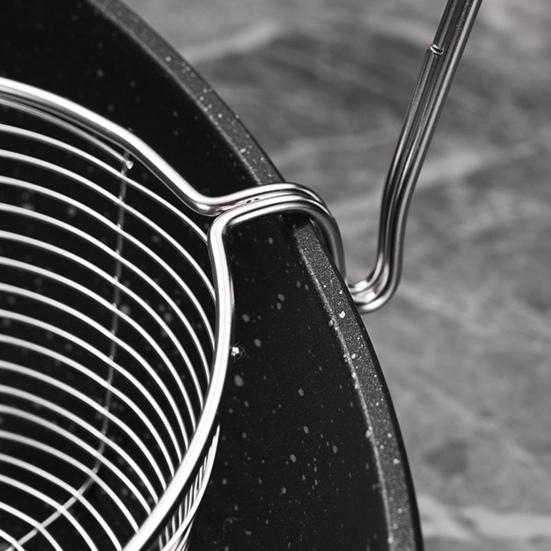 Round Wire Fry Basket with Pot Rim Hook Oil Draining Fry