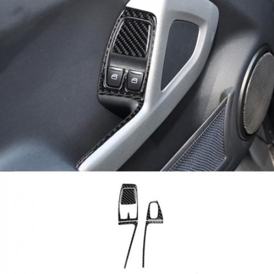 Carbon Fiber Door Window Lift Button Frame Cover For Benz Smart Fortwo 2011-2015