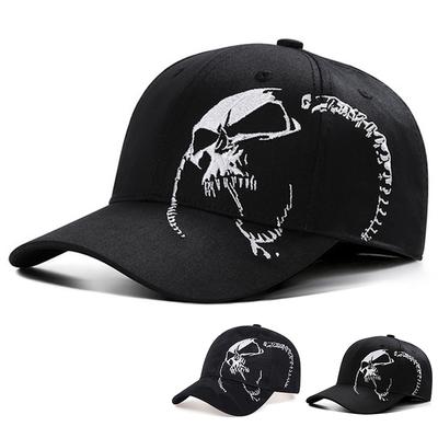 Unisex Side Skull Pattern Embroidery Baseball Caps Spring and Autumn Outdoor Adjustable Casual Hats Sunscreen Hat