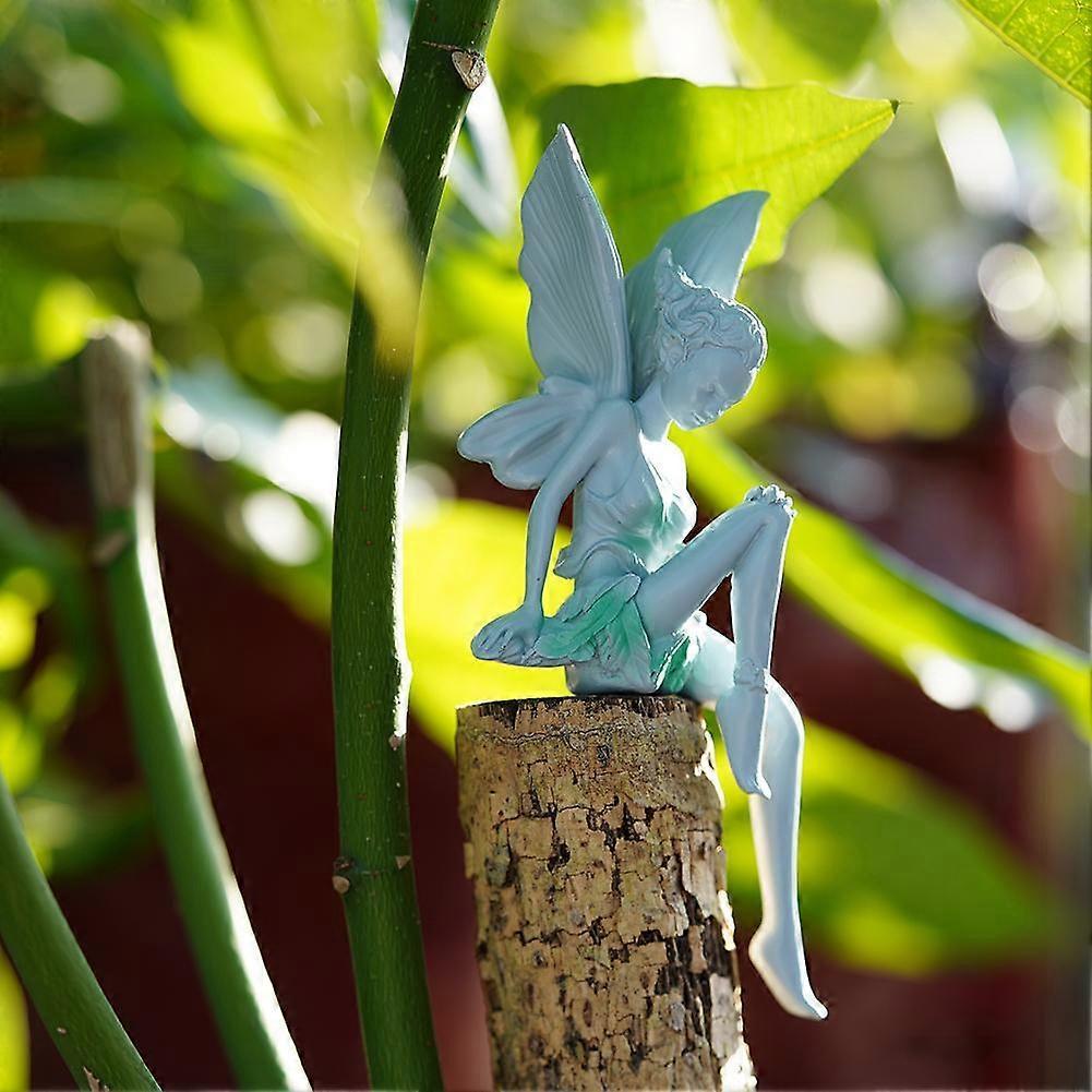 Home Decor Flute Fairy Sitting Garden Statue Outdoor Resin Sculp