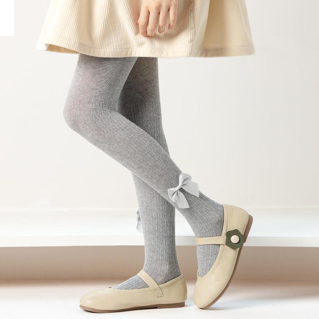 Leggings a doppio ago per bambini: Collant monocolore per primavera e autunno - Versatili collant per bambina/studentessa
