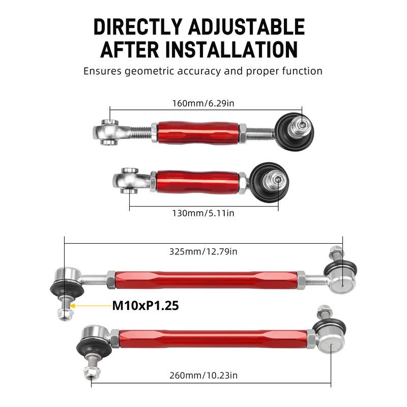 Adjustable Front & Rear Sway Bar End Link Kit for BMW E90 E92 E91 E93 E87 E82 E81 E88, Replace for 31356765933 & 33556764428