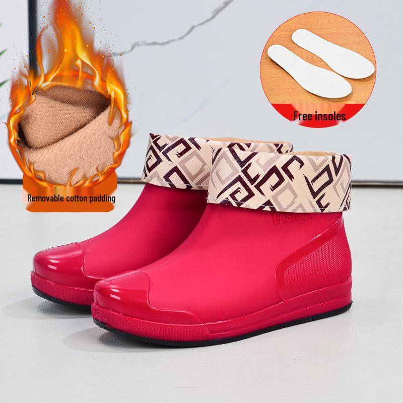 Damen Kurze Regenstiefel: Warme, rutschfeste, wasserdichte Gummischuhe für den Außenbereich