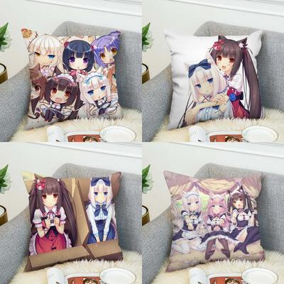 NekoPara Pillow Case For Car Sofa Decorative Home Doublesided Print Plush Square Throw Pillow Cushion Cover