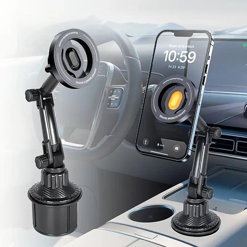 360° Drehung Magnetische Handyhalterung für Auto Becherhalterung Kompatibel mit Magsafe iPhone 16/15/14/13/12 Samsung Xiaomi Fahrzeugzelle