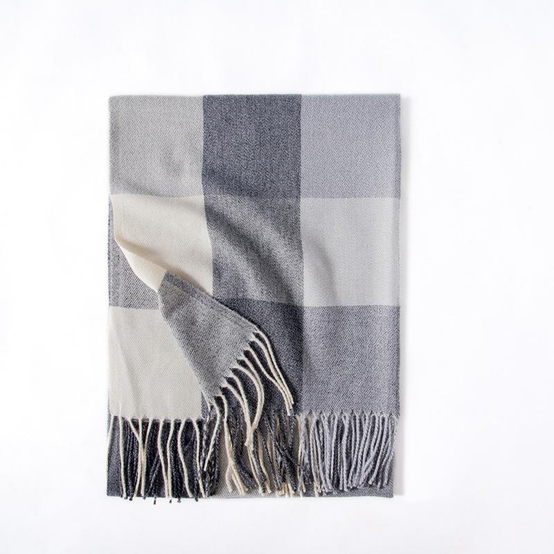 Imitation Cashmere Women Scarf Winter Ladies Preppy Style Vintage Plaid Scarve Pashmina Tassel Mujer Foulard Bufanda Wrap Shawl