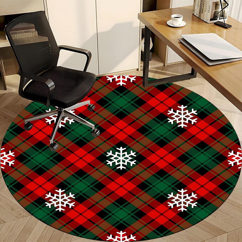 1pc Christmas Snowflake Pattern Carpet for Office Non-Slip, Round Carpet, Soft & Comfortable, Carpet for Office, Round Floor Mat yy251225148
