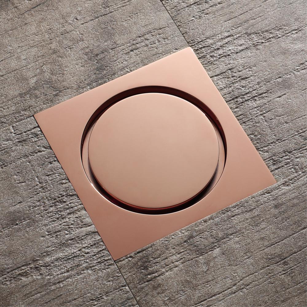 Practical Square Concealed Anti Odor Tile Insert Black Bathroom Floor Drain With Round Cover