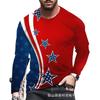 Herren Langarm-T-Shirt mit amerikanischem Flaggen-Print, Stilvolles Lässiges Tägliches Outfit
