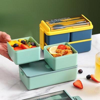 Doppelschichtige beheizte Lunchbox Plastik-Lunchbox für Büroangestellte Geschmacksneutrale Obst-Lunchbox