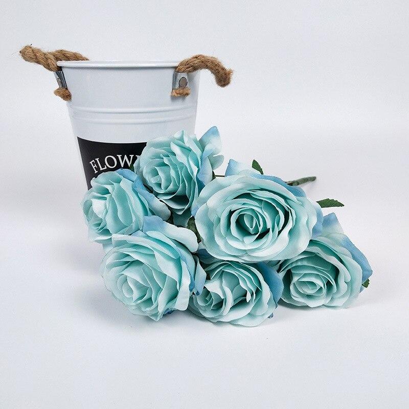 7Roses Bouquet Christmas Party Artificial Fake Silk Flower Dusty Pink Red White Wedding Decoration Display Gift Fall Color