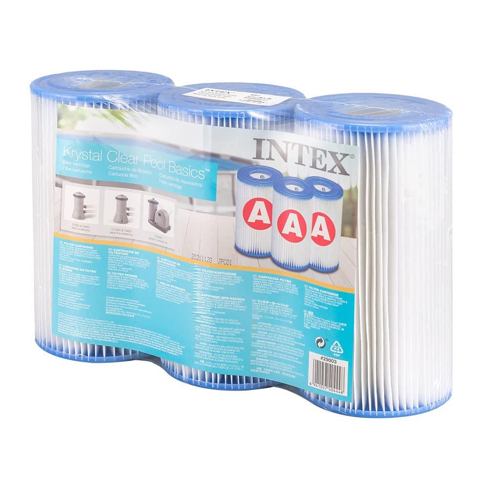 Intex Pool Pump Replacement Filter Cartridges (3-Pack) 29003 Crystal Clear Filter Pump for Pool Water Purifiers and Circulation
