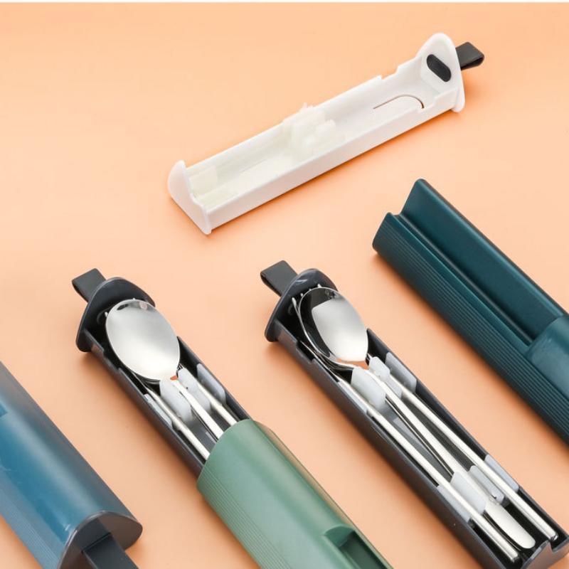 304 Stainless Steel Spoon Fork Chopsticks Cutlery Set Portable Dinnerware Kit Lunch Tableware with Box Travel Kitchen Accessories
