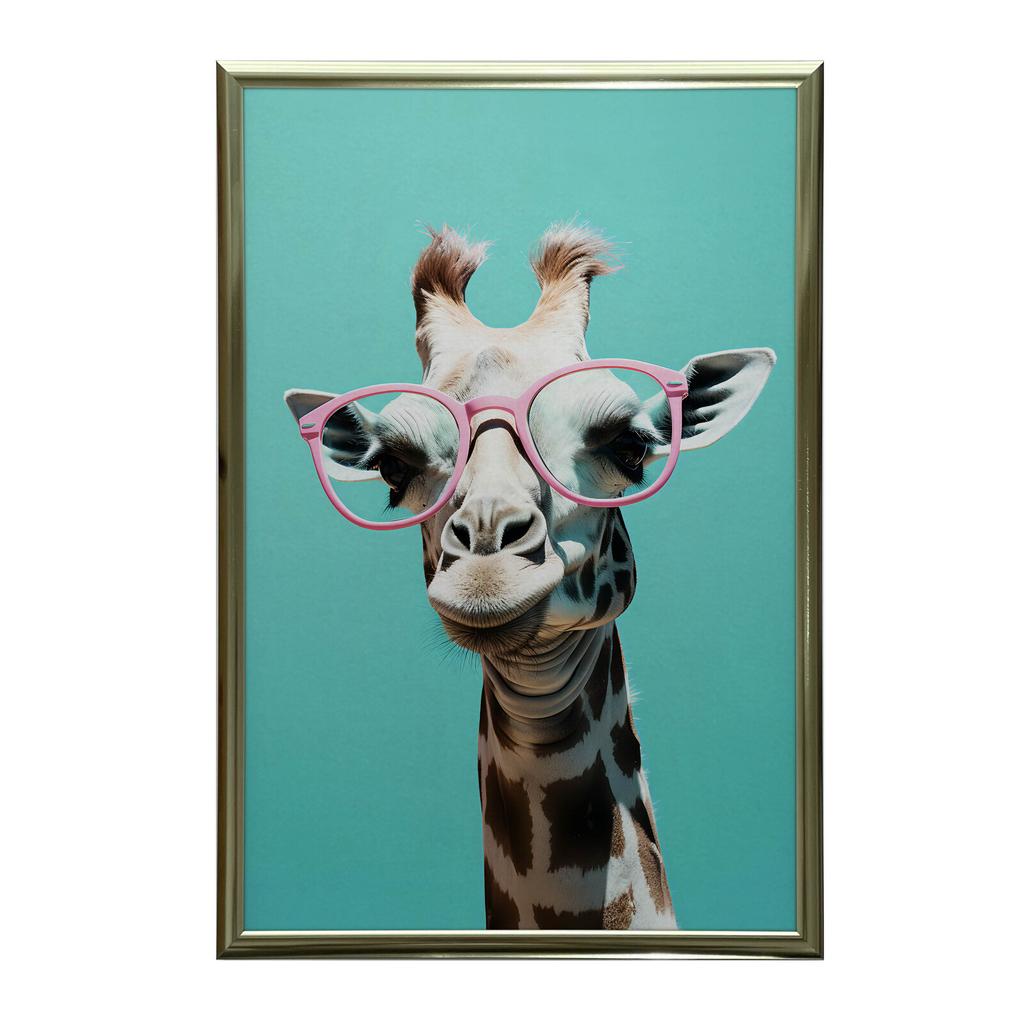 Giraffe mit rosa Brille Giraffe mit rosa Brille, 30x40 cm, ohne Rahmen, Premium-Leinwand auf Keilrahmen